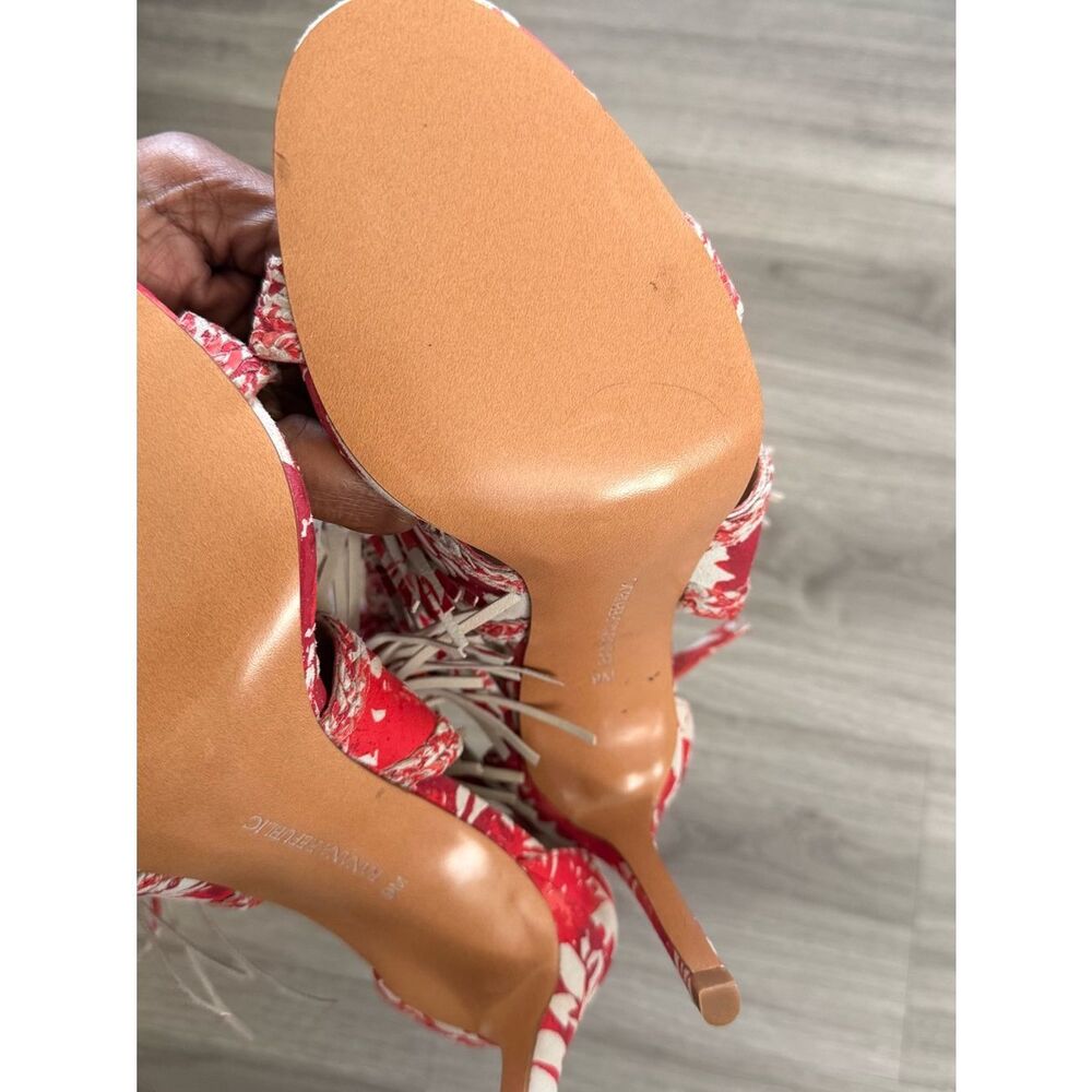 Banana Republic Red and White Fringe Braided Strap Heels - Picture 5 of 5